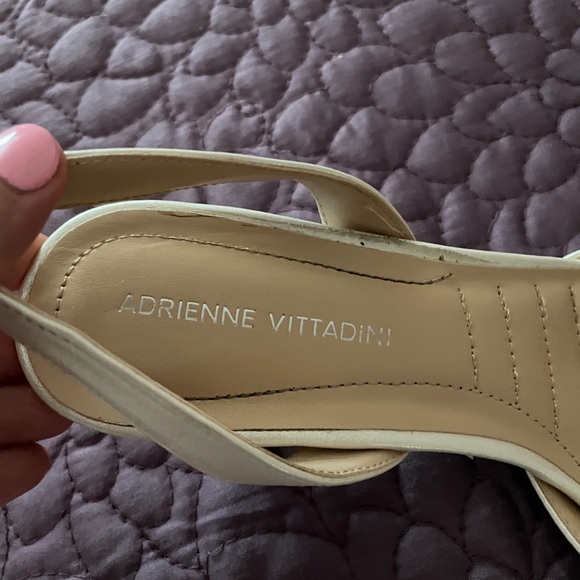 Adrienne Vittadini Champagne Slingback Heels w/ Pearl Embellishment - Picture 6 of 6